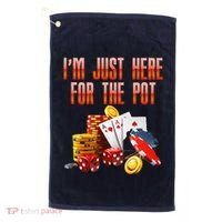 Poker Player IM Just Here For The Pot Funny Texas Holdem Golf Towel thumb 0