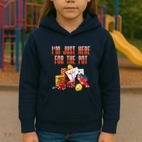 Poker Player IM Just Here For The Pot Funny Texas Holdem Kids Hoodie thumb 3