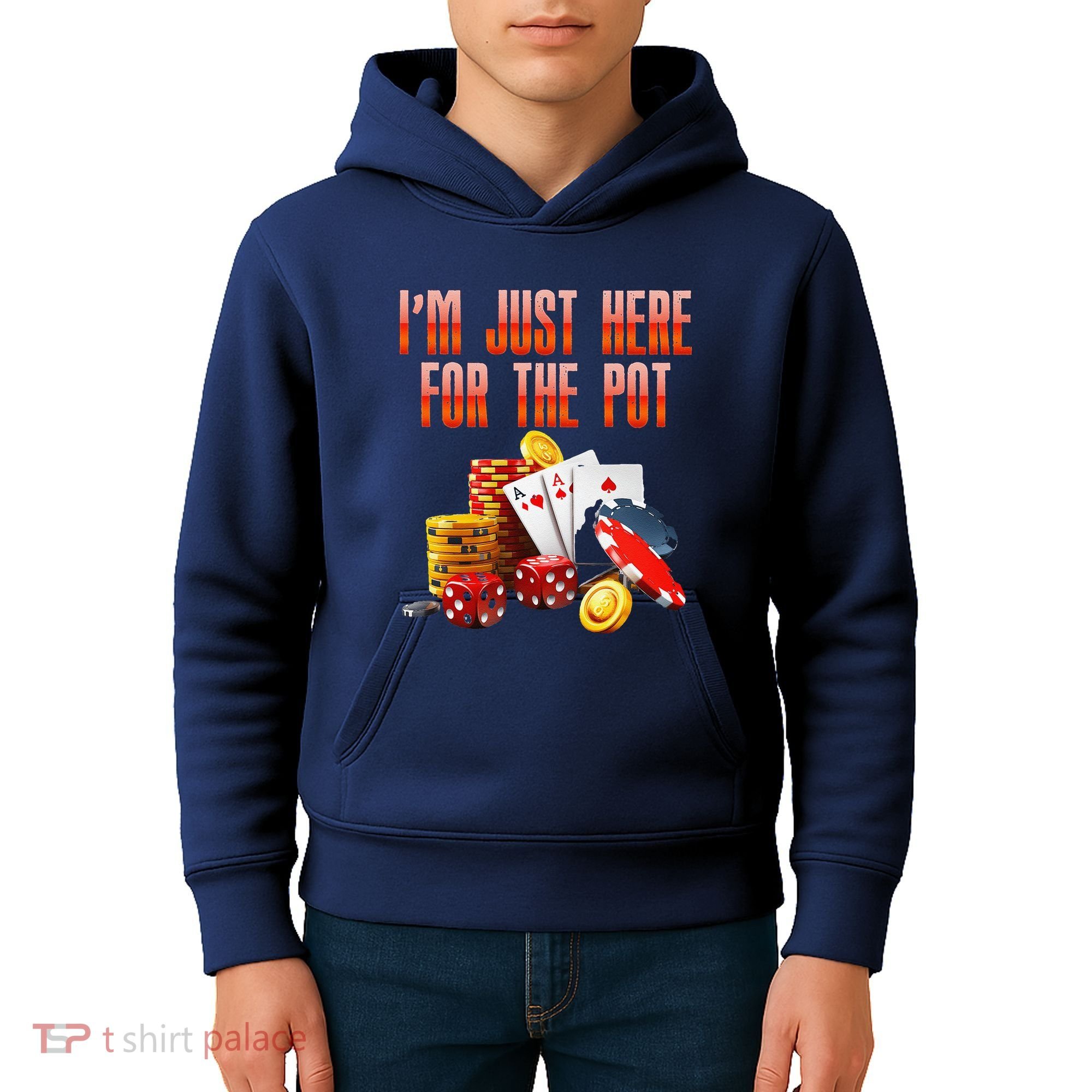 Poker Player IM Just Here For The Pot Funny Texas Holdem Kids Hoodie