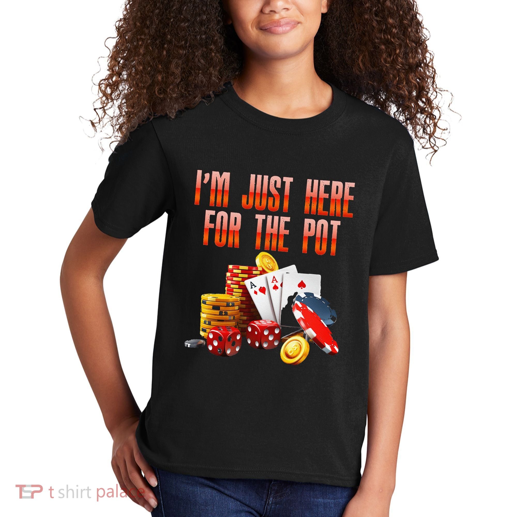 Poker Player IM Just Here For The Pot Funny Texas Holdem Kids T-Shirt