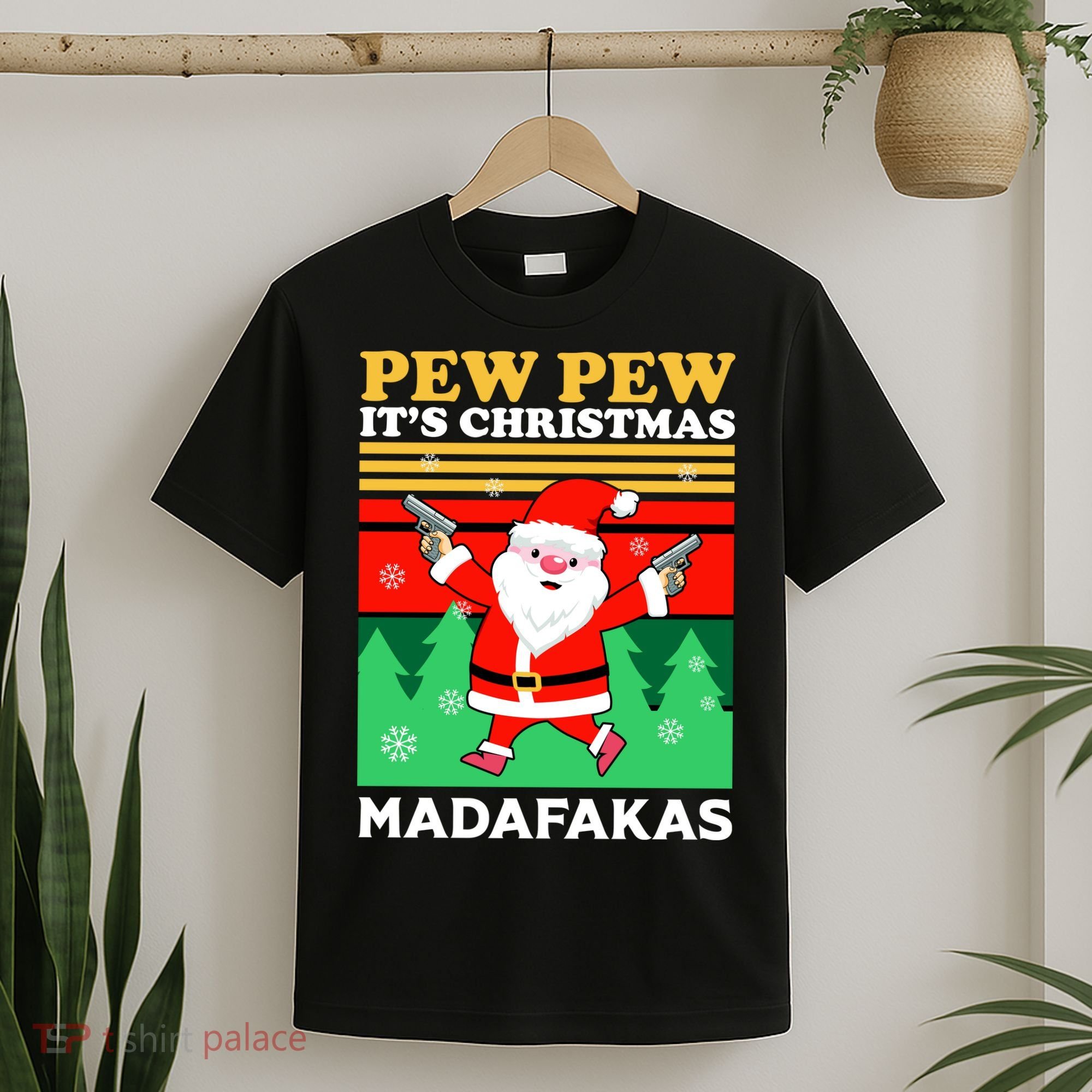 Pew Pew Its Christmas Mudafakas Funny Santa Claus Game T-Shirt