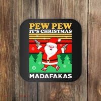Pew Pew Its Christmas Mudafakas Funny Santa Claus Game Coaster thumb 0