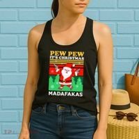 Pew Pew Its Christmas Mudafakas Funny Santa Claus Game Women's Tank Top thumb 2