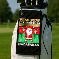 Pew Pew Its Christmas Mudafakas Funny Santa Claus Game Golf Towel thumb 2