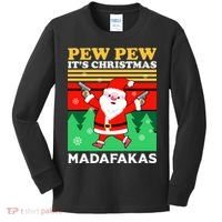Pew Pew Its Christmas Mudafakas Funny Santa Claus Game Kids Long Sleeve Shirt thumb 0