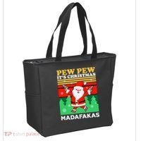 Pew Pew Its Christmas Mudafakas Funny Santa Claus Game Tote Bag thumb 2