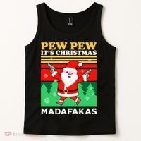 Pew Pew Its Christmas Mudafakas Funny Santa With Guns Game Tank Top thumb 2