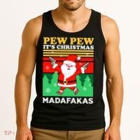 Pew Pew Its Christmas Mudafakas Funny Santa With Guns Game Tank Top thumb 3