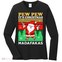 Pew Pew Its Christmas Mudafakas Funny Santa With Guns Game Women's Long Sleeve Shirt thumb 0