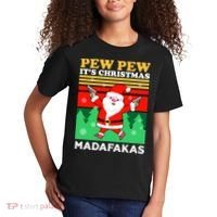 Pew Pew Its Christmas Mudafakas Funny Santa With Guns Game Kids T-Shirt thumb 2