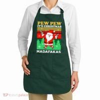 Pew Pew Its Christmas Mudafakas Funny Santa With Guns Game Apron thumb 2