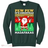 Pew Pew Its Christmas Mudafakas Funny Santa With Guns Game Sweatshirt thumb 0