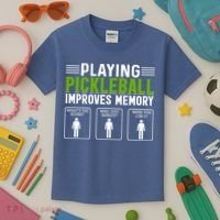 Playing Pickleball Improves Memory Kids T-Shirt thumb 3