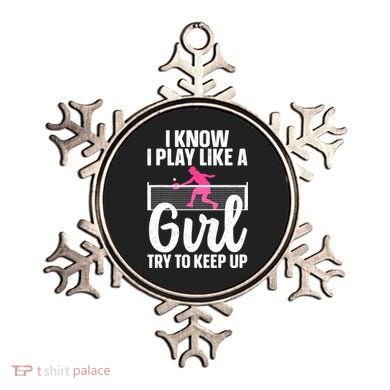 Pickleball Player I Know I Play Like A Girl Try To Keep Up Cool Pickleball Gift Ornament