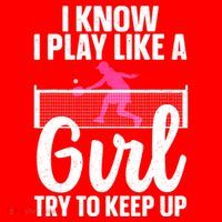 Pickleball Player I Know I Play Like A Girl Try To Keep Up Cool Pickleball Gift Santa Hat thumb 1