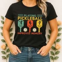 Playing Pickleball Improves Memory Funny Pickleball Player Women's T-Shirt thumb 2