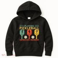 Playing Pickleball Improves Memory Funny Pickleball Player Kids Hoodie thumb 0