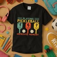 Playing Pickleball Improves Memory Funny Pickleball Player Kids T-Shirt thumb 3