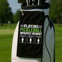 Playing Pickleball Improves Memory Funny Pickleball Golf Towel thumb 2
