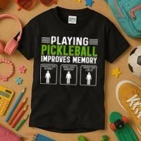 Playing Pickleball Improves Memory Funny Pickleball Kids T-Shirt thumb 3