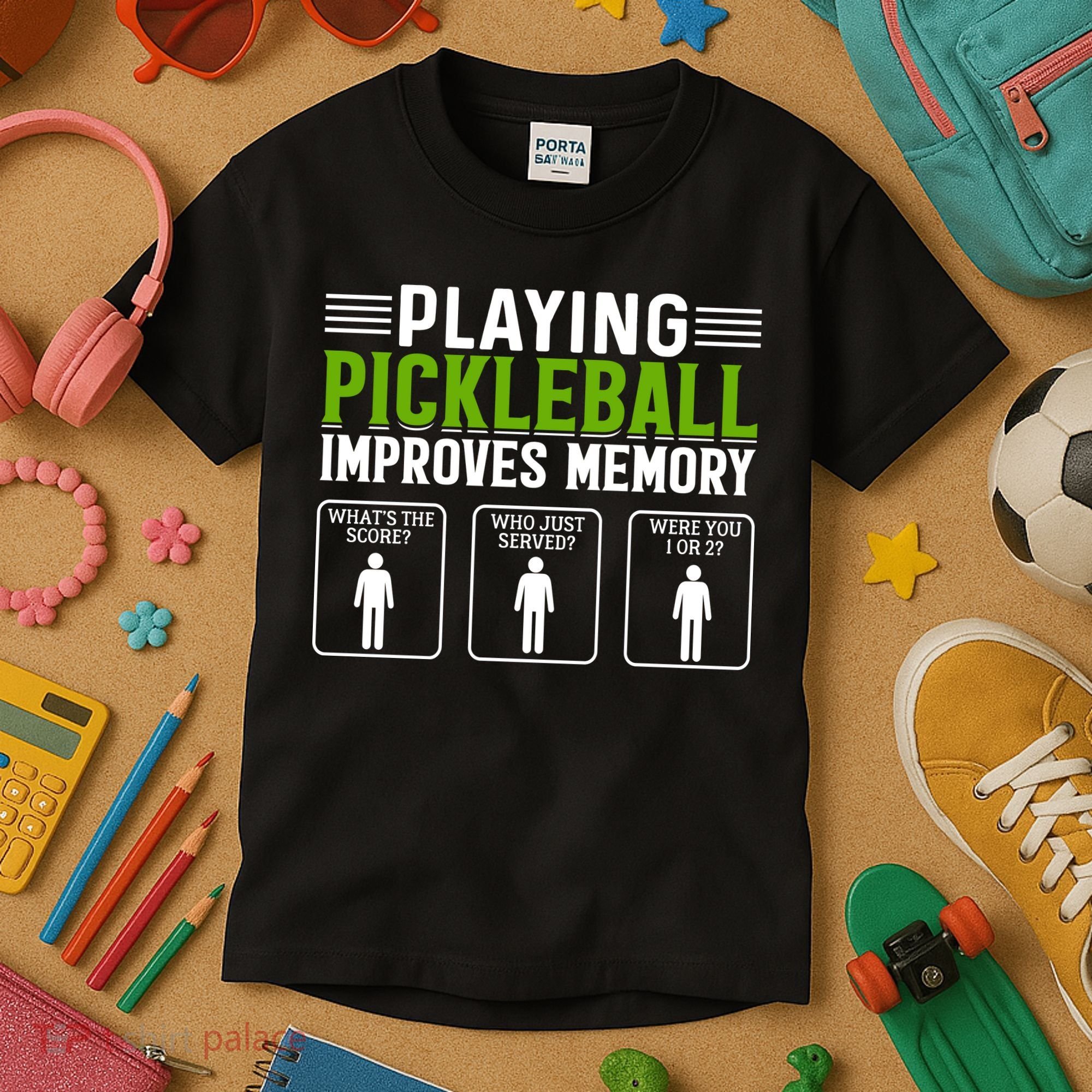 Playing Pickleball Improves Memory Funny Pickleball Kids T-Shirt