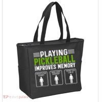 Playing Pickleball Improves Memory Funny Pickleball Tote Bag thumb 2