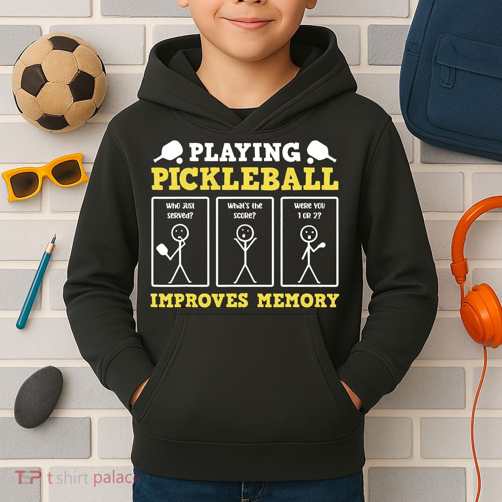 Playing Pickleball Improves Memory Dink Funny Pickleball Kids Hoodie