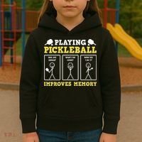 Playing Pickleball Improves Memory Dink Funny Pickleball Kids Hoodie thumb 3