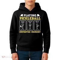 Playing Pickleball Improves Memory Dink Funny Pickleball Kids Hoodie thumb 4