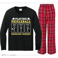 Playing Pickleball Improves Memory Dink Funny Pickleball Kids Long Sleeve Plaid Pajama Set thumb 0