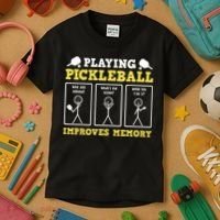 Playing Pickleball Improves Memory Dink Funny Pickleball Kids T-Shirt thumb 3