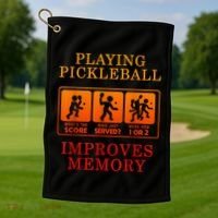 Playing Pickleball Improves Memory Love Pickleball Gift Golf Towel thumb 1
