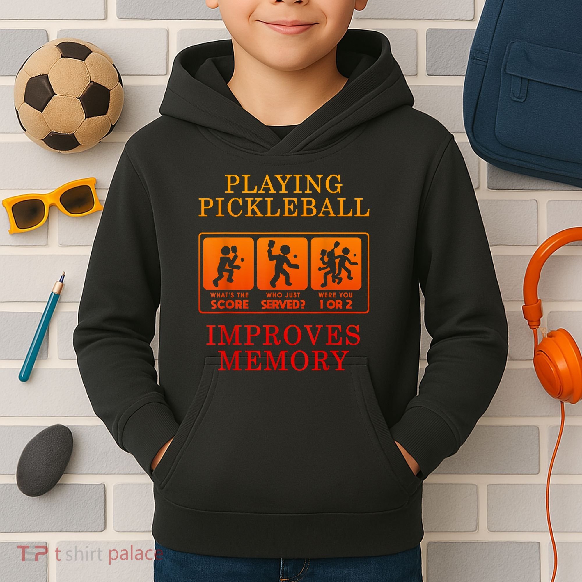 Playing Pickleball Improves Memory Love Pickleball Gift Kids Hoodie