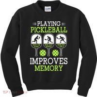 Playing Pickleball Improves Memory Pickleball Funny Kids Sweatshirt thumb 0