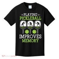 Playing Pickleball Improves Memory Pickleball Funny Kids T-Shirt thumb 0