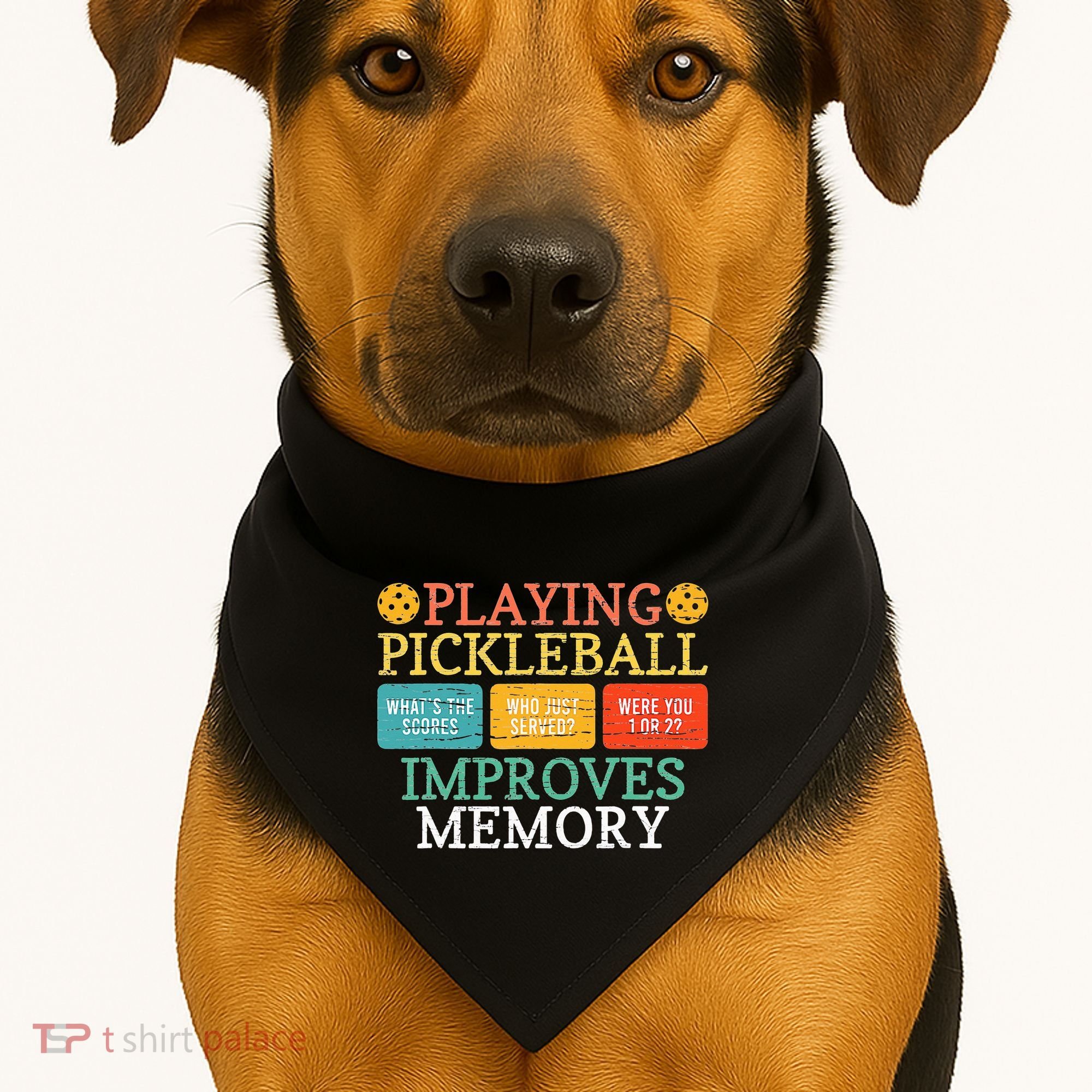 Playing Pickleball Improves Memory retro Pickleball Dinking USA-Made Doggie Bandana
