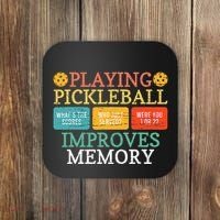 Playing Pickleball Improves Memory retro Pickleball Dinking Coaster thumb 0