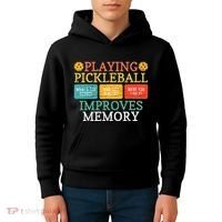 Playing Pickleball Improves Memory retro Pickleball Dinking Kids Hoodie thumb 4