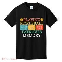Playing Pickleball Improves Memory retro Pickleball Dinking Kids T-Shirt thumb 0