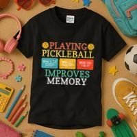 Playing Pickleball Improves Memory retro Pickleball Dinking Kids T-Shirt thumb 3