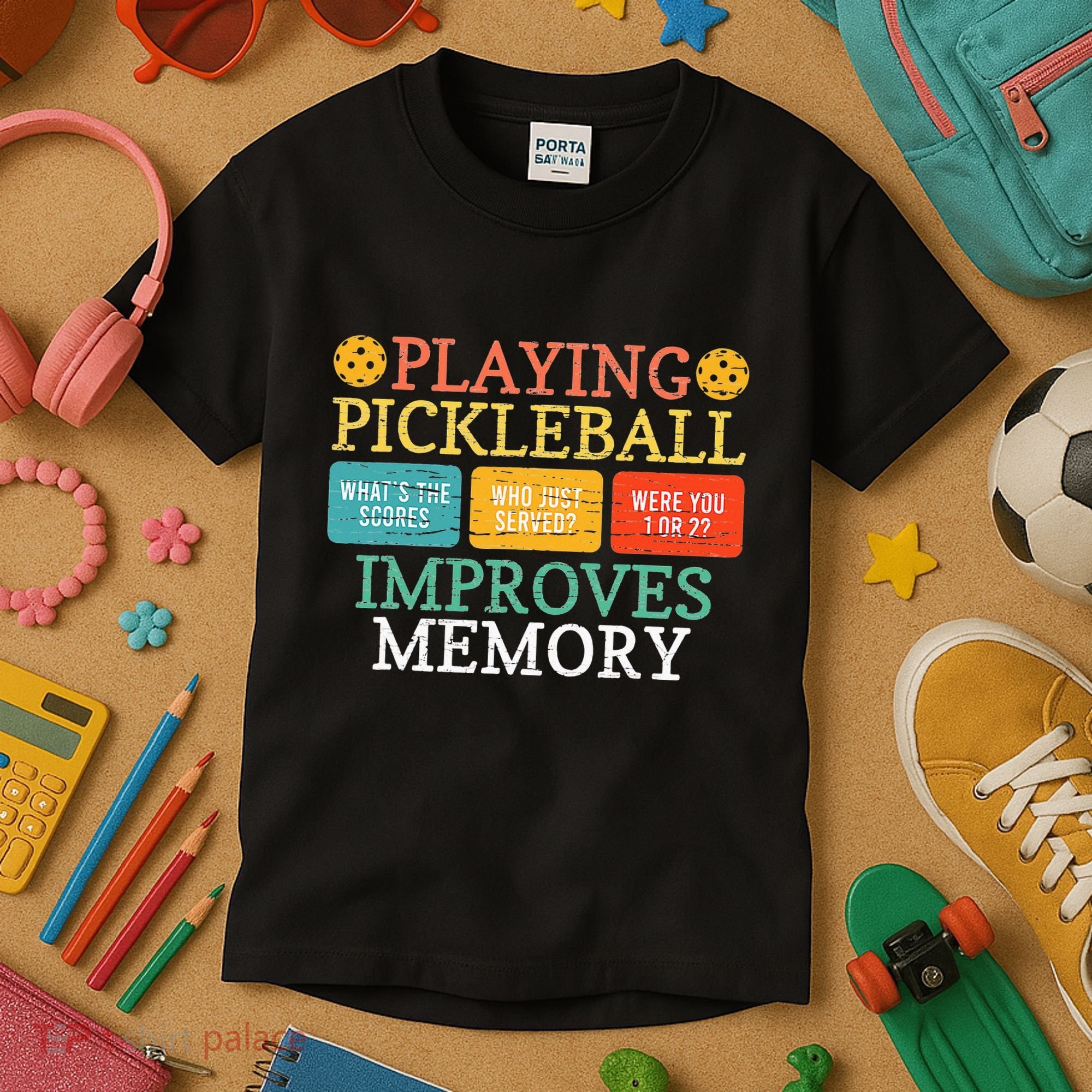 Playing Pickleball Improves Memory retro Pickleball Dinking Kids T-Shirt