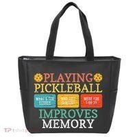 Playing Pickleball Improves Memory retro Pickleball Dinking Tote Bag thumb 0