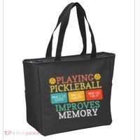 Playing Pickleball Improves Memory retro Pickleball Dinking Tote Bag thumb 2