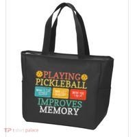 Playing Pickleball Improves Memory retro Pickleball Dinking Tote Bag thumb 3