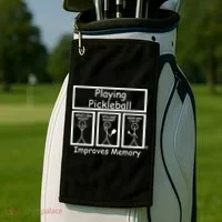 Playing Pickleball Improves Memory Funny Pickleball Golf Towel thumb 2