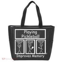 Playing Pickleball Improves Memory Funny Pickleball Tote Bag thumb 0