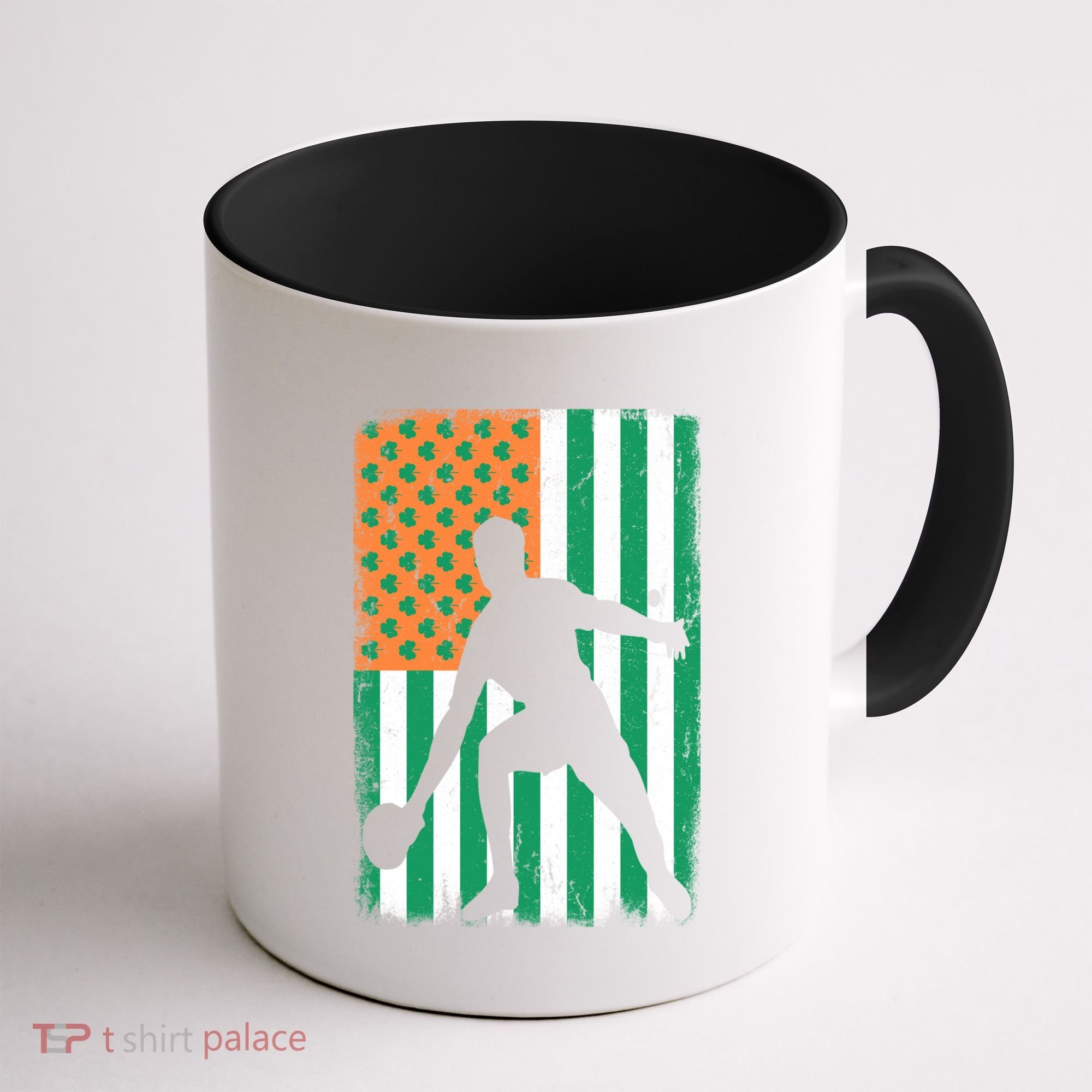 Ping Pong Irish American Flag St Patrick's Day Table Tennis Funny Gift Coffee Mug