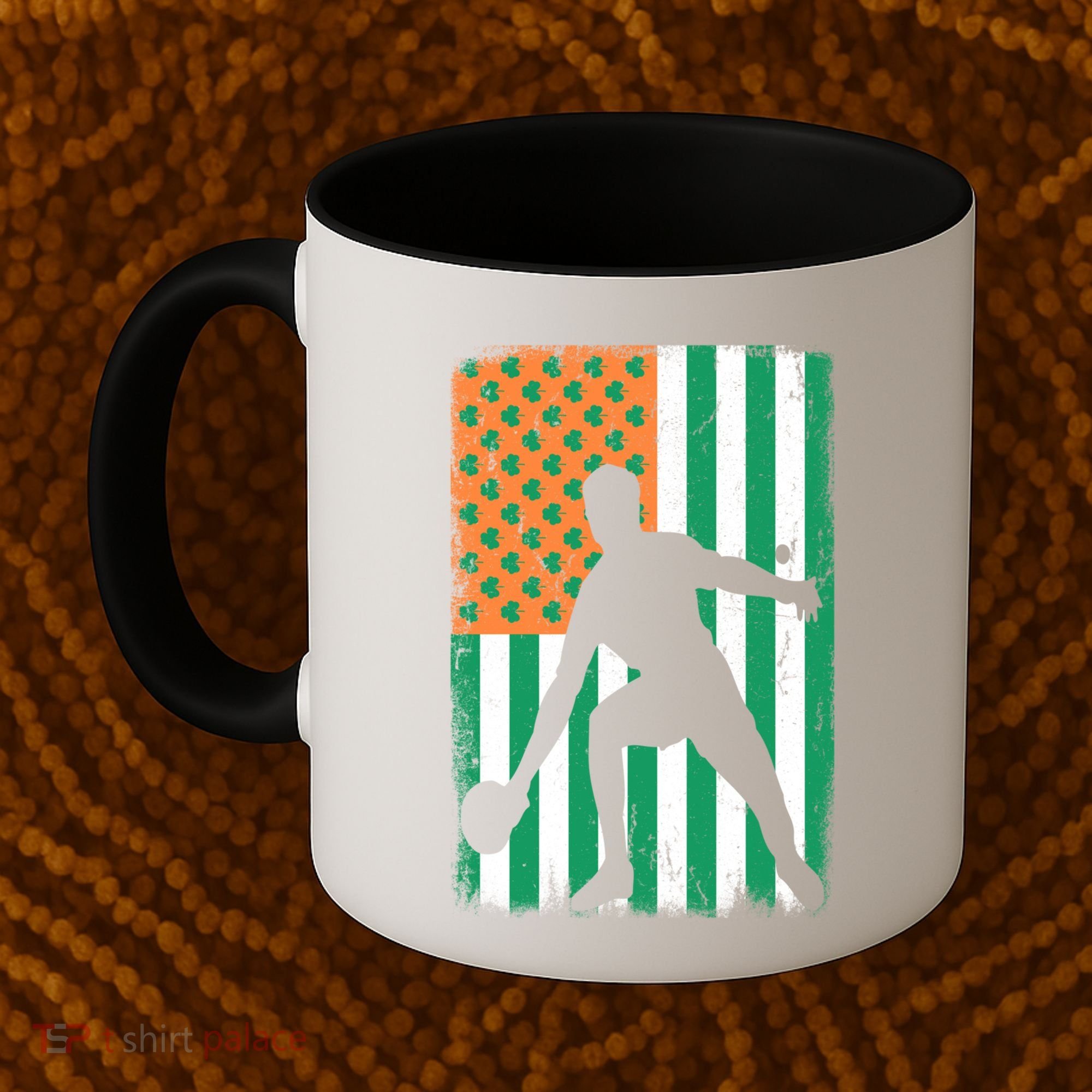 Ping Pong Irish American Flag St Patrick's Day Table Tennis Funny Gift Coffee Mug
