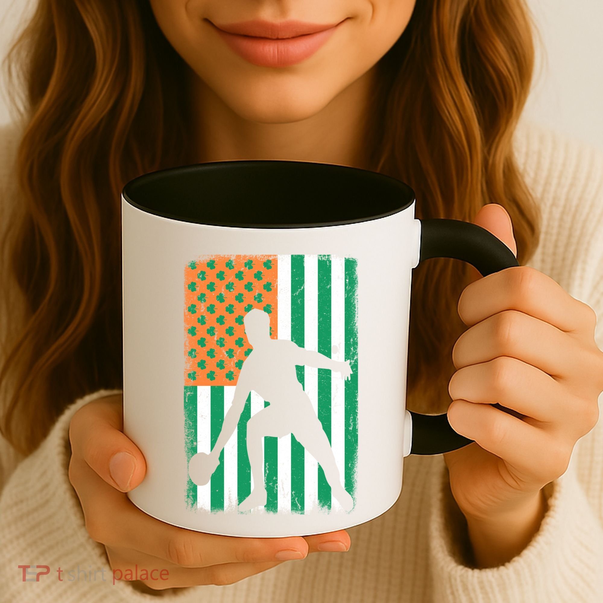 Ping Pong Irish American Flag St Patrick's Day Table Tennis Funny Gift Coffee Mug