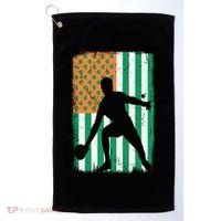 Ping Pong Irish American Flag St Patrick's Day Table Tennis Funny Gift Golf Towel thumb 0